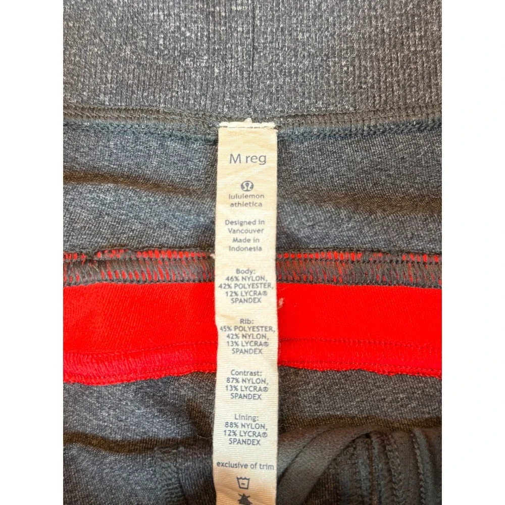 Lululemon Gray Heathered Wide Leg Yoga Pants Red Stripe Accent Womens Medium Reg